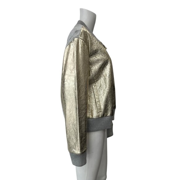 St. John Gold Gray Metallic Bomber Full Zip Jacket size XL - Picture 2 of 9